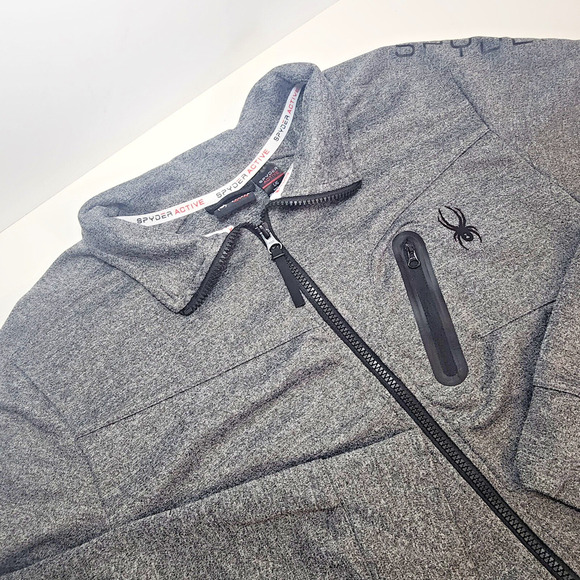 Spyder Jacket Gray Active Proweb Full Zip Up Track Coat Athletic Gym Mens Large - Picture 3 of 8